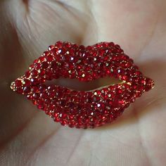 Red Bling Lip Kiss costume jewelry Pin Red Crystals on lip Pin 1 3/4 inch x 1 1/8 inch Red Rhinestone Jewelry For Valentine's Day, Red Rhinestones Jewelry For Valentine's Day, Red Round Brooch Jewelry, Red Brooch Jewelry For Valentine's Day, Red Valentine's Day Brooch, Valentine's Day Party Brooch Jewelry, Kiss Pin, Kiss Costume, Lips Pin