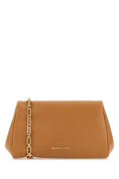 Camel Leather Belle Crossbody Bag from Michael Kors Formal Camel Bag With Gold-tone Hardware, Formal Camel Bags With Gold-tone Hardware, Brown Evening Flap Bag With Dust Bag Included, Evening Brown Flap Bag With Dust Bag, Evening Cognac Shoulder Bag With Removable Pouch, Michael Kors Soft Leather Crossbody Shoulder Bag, Formal Michael Kors Soft Leather Shoulder Bag, Elegant Cognac Bag With Chain Strap, Brown Evening Flap Bag With Chain Strap