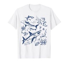 PRICES MAY VARY. Retro Ocean Animal Wildlife Shark Fish Octopus Nature Shirt Retro Ocean Animal Wildlife Shark Fish Octopus Nature T-Shirt Lightweight, Classic fit, Double-needle sleeve and bottom hem Small Dog Cage, Octopus Graphic, Retro Ocean, Ocean Wildlife, Shark Fish, Ocean Shirt, Snow Skirt, Shark Fishing, Shark Shirt