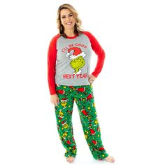 Dr.Seuss and the classic story, How GRINCH Stole Christmas, started as an inspiring children's tale and is now one of the most beloved holiday shows around! Now you can get matching Grinch pajamas for the whole family. We all know someone who has a little Grinch in them around the holidays, and perhaps all year long! Well, this is the perfect Grinch pajama set for an entire family Grinches. For the men, women, and kids you have a 2 piece pajama set. The top is a raglan shirt with a printed desig The Grinch Who Stole Christmas, Grinch Pajamas, Dr Seuss The Grinch, Grinch Who Stole Christmas, Family Pajama Sets, Family Holiday Photos, Christmas Matching, Pajama Outfits, Christmas Pjs