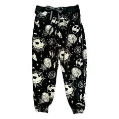 Nightmare Before Christmas Black And Metallic Silver Jogger Sleep Bottoms 2x. Nwt Black Christmas Sleepwear, Black Christmas Holiday Sleepwear, Black Halloween Sleepwear For Sleepover, Black Christmas Loungewear Bottoms, Black Bottoms For Christmas Loungewear, Black Loungewear Bottoms For Christmas, Black Holiday Sleepwear For Winter, Black Winter Holiday Sleepwear, Disney Pajama Pants