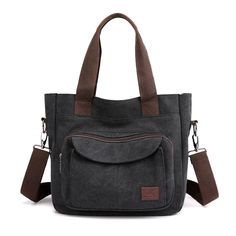 PRICES MAY VARY. Canvas Bag for Women - Washed 16 oz canvas exterior. Natural color and feel comfortable. Thick and durable. Dark brown cotton interior. Casual style, aesthetic look, practical design. Utility Tote Bag with Pockets - Interior: 1 main pocket, 1 slide pocket, 1 wall zip pocket. Exterior: 2 pockets on the front, magnetic snap and zipper closed. 1 large opening zipper pocket for iPad on the back. Includes two straps - Integrated double handle and a removed cross over strap. Flexible Bags And Purses, Bleu Violet, Canvas Bags, Top Handle Handbags, Canvas Handbags, Designer Shoulder Bags, Shoulder Messenger Bag, Shopper Bag, Tote Purse