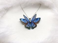 "🌸 Realistic design, Butterfly looks like a real one 🌸 Butterfly Wingspan (Width) is about 5.1 cm / 2\" 🌸 The price is only for the pendant (chain is included as a gift, - the chain is Rhodium plated of high quality, length 17.7\" / 45 cm) 🌸 Wings are made of silk with a beautiful 3D effect 🌸 Great gift for those who love Moths and Butterflies! Ready to ship! Feel free to write me if you have any questions! 😊" Unique Blue Butterfly-shaped Jewelry, Unique Blue Butterfly Jewelry, Multicolor Butterfly Jewelry Gift, Multicolor Butterfly Jewelry For Gifts, Multicolor Butterfly Print Jewelry Gift, Blue Jewelry With Butterfly Charm For Jewelry Making, Nickel-free Butterfly Necklace For Gift, Nickel Free Butterfly Necklace For Gifts, Blue Butterfly Jewelry With Butterfly Print