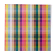 an image of a colorful plaid pattern on a white background that looks like it has been painted