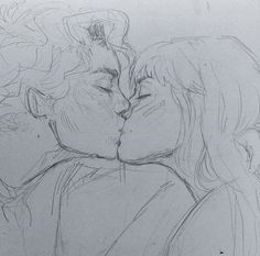 a drawing of two people kissing each other