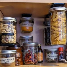 jars filled with pasta and other food items