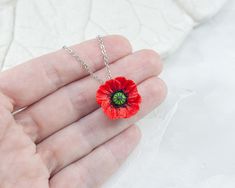 Pendant with a miniature poppy flower The flowers are made by hand from polymer clay - each flower is unique. Flowers are not fragile, durable, not afraid of water. * * * * * * * * * * * * * * READY TO SHIP * * * * * * * * * * * * * * ❀Dimensions: Flower size about 0.7 inches (1.8 cm) * The length of the chain to choose from when placing an order ❀Materials: * Polymer clay * Jewelry findings stainless steel * Сhain - stainless steel - do not darken. Welded links chain ❀ All the jewelry I pack in Poppy Flower-shaped Jewelry Gift, Poppy Flower Shaped Jewelry Gift, Poppy Colored Flower Shaped Jewelry Gift, Poppy Colored Flower Shaped Gift Jewelry, Red Polymer Clay Necklace For Gift, Red Flower Polymer Clay Jewelry, Red Flower-shaped Polymer Clay Jewelry, Flower-shaped Polymer Clay Necklace For Gift, Flower Shaped Polymer Clay Necklaces As Gift