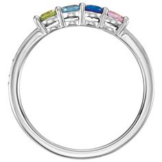 Customize with children's birthstone. This elegant ring is available in sterling silver with 1-6 birthstones. When you're ordering please select the ring size and include a note for birthstone details. I will respond your email to confirm. Stones will be set from left to right. This ring is sterling silver .925 but I can also make it in solid gold, please let me know if you're interested. The following simulated birthstones will be set: January - Simulated Garnet $0 February- Simulated Amethyst Oval Birthstone Ring In White Gold, White Gold Birthstone Ring With Round Band, Multi-stone Birthstone Promise Ring, Multi-stone Birthstone Ring For Promise, Classic Birthstone Rings For Birthday, Sterling Silver Diamond Ring With Birthstone, Multi-stone Birthstone Promise Ring With Round Band, Sterling Silver Diamond Birthstone Ring With Round Band, White Gold Stackable May Birthstone Ring