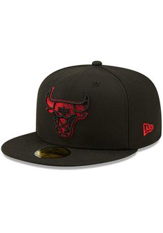 This Chicago Bulls Black Fitted Hat features a front embroidered tonal team logo on a structured crown with flat visor and fitted sizing. You'll be ready to show your Bulls pride with this Cap! Go Bulls! Front embroidered team logo, Fashion alternate colorway, Side New Era logo, Fitted 59FIFTY sizing, Polyester material, Wipe clean with cloth or cleaning kit, 4 Black Baseball Cap With Logo And Flat Brim, Black Flat Brim Baseball Cap With Logo, Black Snapback Hat With Embroidered Logo For Baseball Season, Black Fitted Hat With Embroidered Logo For Baseball Season, Sporty Fitted Hat With Embroidered Logo For Fans, Throwback Embroidered Logo Fitted Hat For Fan Gear, Black Baseball Cap With Logo For Sports Events, Collegiate Fitted Hat With Embroidered Logo For Streetwear, Team-colored Hats With Embroidered Logo For Fans