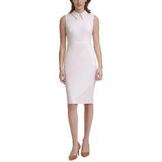 Manufacturer - Calvin Klein Retail - $134.00 Color- Blossom Style Type - Sheath Dress Collection - Calvin Klein Sleeve Length - Closure - Back Zip Material - 94% Polyester/6% Spandex Fabric Type - Polyester Specialty - Collar Nwot Bought But Never Worn As I Think It's Too Small For Me To Wear To Work. Spring Sleeveless Bodycon Office Dress, Spring Sleeveless Office Bodycon Dress, Spring Sleeveless Bodycon Dress For Office, Fitted Spring Midi Dress For Office, Sleeveless Calvin Klein Bodycon Dress, Calvin Klein Sleeveless Bodycon Dress, Feminine Sheath Dress For Office, Feminine Sheath Sleeveless Dress For Formal Events, Feminine Fitted Sleeveless Dress For Daywear