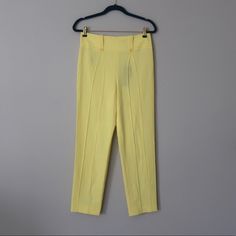 These High Rise, Crop Pants Are In Perfect Condition, Never Worn, Still With Tags On. Center Back Button, Zipper, And Hook-And-Eye Closures Fabric Self: 66% Polyester, 30% Rayon, 4% Spandex; Lining: 100% Polyester Crepe De Chine Hand Wash Size Small Measures Approximately 37.75" From Waistband To Hem; 27" Inseam; 12.5" Front Rise; 13" Leg Midweight, Stretch Fabric High Rise Tapered Leg Spring Stretch Straight Leg Pantsuit, Stretch Straight Leg Pantsuit For Spring, Crop Pants, Tapered Legs, Cropped Pants, Stretch Fabric, Pant Jumpsuit, High Rise, Pants For Women