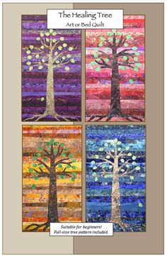 four quilts with trees on them and the words, the healing tree art for red