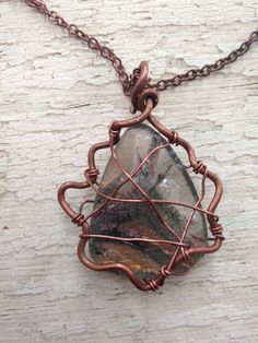 Pear shaped Garden Quartz handmade copper necklace Bohemian Brown Necklace With Copper Wire, Bohemian Brown Copper Wire Necklace, Bohemian Copper Electroformed Necklace, Rustic Bronze Electroformed Necklace, Earthy Copper Pendant Necklace, Unique Rose Gold Metal Necklace, Brown Wire Wrapped Copper Necklace, Brown Copper Wire Wrapped Necklace, Hand Forged Copper Necklace In Rose Gold