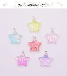 Material: Resin Qty:5Pcs Size about: 25*23mm We will combine shipping fee for you, please you buy more, will save more. Over $35 free shipping. Star Shaped Resin Jewelry Gift, Star-shaped Resin Jewelry For Gifts, Cute Star Charm Jewelry Gift, Cute Jewelry With Star Charm For Gifts, Cute Silver Star Jewelry, Cute Iridescent Jewelry For Gift, Pink Star-shaped Jewelry For Party, Cute Silver Jewelry With Star Charm, Cute Glitter Jewelry Gift