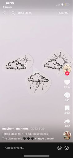 an iphone screen showing the weather and clouds in different stages of being drawn on it