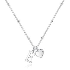 PRICES MAY VARY. ❤SIZE❤: The size of our Initial Necklaces for Women is 16"+2",its chain is adjustable and clasp is very convenient and sturdy to operate,fits for sending as jewelry gifts. ❤DAILY LIFE❤: Silver Heart Necklace,it's a meaningful jewelry to make one's initial name to become a memorable gifts as well as show off your unique,represents you,your loved or others,no matter when and where you do anything,you will always remember the important person in your whole life with the heart initi Silver Heart Initial Necklace For Valentine's Day, Silver Heart Initial Necklace For Everyday, Silver Heart-shaped Initial Necklace For Everyday, Silver Heart Initial Necklace, Everyday Silver Heart-shaped Initial Necklace, Adjustable Initial Pendant Necklace For Valentine's Day, Dainty Silver Initial Necklace For Valentine's Day, Valentine's Day Necklace With Initial Pendant, Silver Heart Initial Pendant Necklace With Delicate Chain