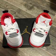 Retro Jordan Brand New With Box Never Worn Red Sneakers With Soft Sole For Playtime, Sporty Red Sneakers With Soft Sole, Red Sporty Sneakers With Soft Sole, Red High-top Sneakers For Playtime, Red Low-top Sneakers With Soft Sole, Shoes Jordan, Jordan Red, Girly Shoes, Kids Jordans