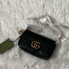 Gucci Gg Marmont Super Mini Bag, Black, Leather, Brand New With Box Gg Marmont Super Mini Bag, Marmont Super Mini, Mini Bag Black, Gucci Marmont Bag, Gucci Purse, Gucci Marmont, Bags Gucci, Gucci Gg Marmont, Gg Marmont