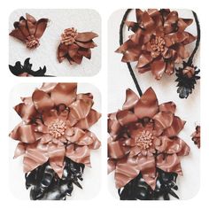 Hair Brooch, Leather Flower, Leather Flowers, Flower Jewelry, Flower Jewellery, Fall Wreath, Leather Handmade, Looks Great, Genuine Leather