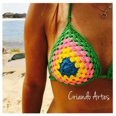 Criando Artes Carla Colorful Crochet, Chale Crochet, Crochet Woman, Crochet Top Pattern, Crochet Blouse