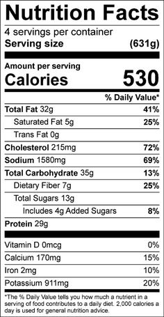 nutrition label showing the nutritional information for an apple cider, including calories and calories