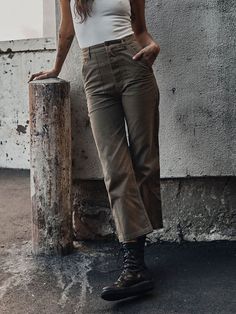 Aspirational Aesthetic, Ladies Pants, Brass Buttons, Olive Green Color, Spring Summer Collection, Pocket Belt, Lightning Bolt, Just Don, Real Women