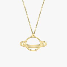 Saturn Necklace| 14K Solid Gold - Mionza Jewelry-14K Gold Necklace, delicate necklace, everyday necklace, gold planet necklace, gold saturn necklace, Minimalist celestial, minimalist necklace, Planet And Star, planet necklace, saturn necklace, Saturn Pendant, Science Jewelry, solid gold necklace, space necklace Saturn Necklace, Planet Necklace, Magical Gift, Ring Chain, Solid Gold Necklace, The Cosmos, Style Minimalist, Chain Ring, Necklace Length