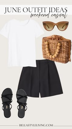 Summer Outfit Ideas Casual Outfit Ideas Summer Black, Casual Outfit For Summer, Outfit Ideas Casual, Summer Outfit Ideas, Summer Black, Black Shorts, Summer Outfit, Outfit Ideas, Sandals