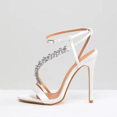 Ivory Satin Wedding Shoes Floral Embellished Strappy Heeled Sandals|FSJshoes Wedding Heels With Heel Strap In Satin, Satin Heels With Heel Strap For Wedding, Elegant Open Toe Bridal Party Accessories, Wedding Satin Sandals With Open Heel, Satin Open Heel Wedding Sandals, Satin Open Heel Sandals For Wedding, High Heel Satin Sandals For Wedding, Elegant Open Toe Satin Wedding Shoes, Satin Heels With Ankle Strap For Wedding