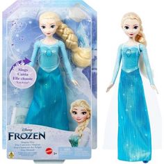 the frozen princess doll has blonde hair and blue dress