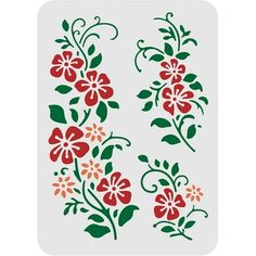 some red flowers and green leaves on a white background