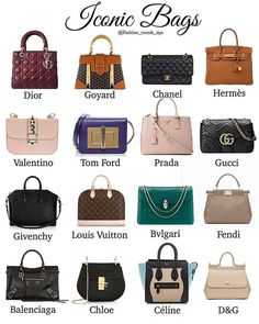 Hermes Bag Types, Prada Classic Bag, Burberry Black Purse, Iconic Handbags Designer Bags, Everyday Designer Bag, Colorful Handbag, Types Of Handbags, Investment Bags, Mode Tips