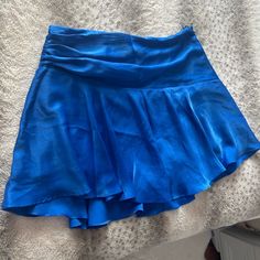 Blue Flowy Skorts From Zara. Perfect For Summer, Looks Like A Skirt When It’s Worn! Blue Mini Skirt With Short Inseam For Summer, Blue Mini Skirt For Summer, Blue Mini Skirt With Short Inseam For Spring, Spring Blue Mini Skirt With Short Inseam, Blue Short Inseam Mini Skirt For Spring, Blue Mini Skirt For Spring, Fitted Blue Mini Skirt With Short Inseam, Blue High Waist Skirted Shorts, Blue Stretch Skirt With Short Inseam