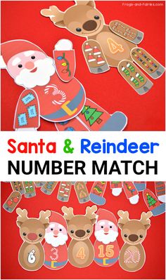 santa and reindeer number match game for kids