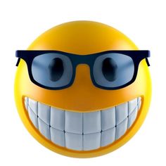 an orange smiley face with sunglasses on it's head and smiling teeth in the middle