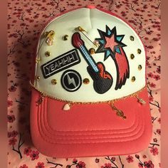 In This Listing Above: Unisex Trucker Hat Plus Add Ons: 4 Patches 1 Gold Safety Pin W/Bead 1 Gold Saftey Pin (Mini) W/Bead 1 Chain & 4 Charms Bill Bedazzled Total W/Out Shipping & Fees: $89.00 Itemized Pricing Below _________________________________ Michikokoko's Hat Bar Hat + 1 Large Bow: $35 Hat + 1 Patch: $25 Hat + 2-3 Patches: $35 Hat + 4-6 Patches: $45 Hat + 7: $55 Accessory Add On Gold Safety Pin (Mini): $2 Each Pin Gold Safety Pins: $5 Each Pin Gold Safety Pin W/Beads: $7 Each Pin Gold Sa Saftey Pin, Hat Bar, Safety Pins, Large Bow, Add Ons, Safety Pin, Bead Strand, Trucker Hats, Baby Shower Parties