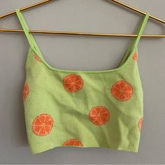 Nwot Pacsun Women’s Crop Top - Never Worn - Xxs Lime With Orange Slice Print - So Cute Non-Smoking Home Casual Cropped Top For Poolside, Casual Crop Top For Beach Season Poolside, Casual Crop Top For Poolside And Beach Season, Green Beachwear Crop Top For Spring, Green Crop Top For Spring Beachwear, Summer Y2k Cotton Crop Top, Y2k Cotton Crop Top For Summer, Cotton Y2k Crop Top For Summer, Y2k Style Cotton Crop Top For Summer