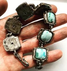 Handcrafted Sterling Silver (.925) Larimar bracelet for men & women. Mens biker bracelet. 10% off with coupon code " LUG10% " Biker Bracelet, Larimar Bracelet, Mens Chain Bracelet, Corporate Wear, Biker Jewelry, Bracelet Mens, Stylish Bracelet, Bracelet For Men, Sterling Silver Mens