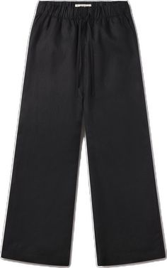 Black Linen Wide Leg Pants For Spring, Black Linen Wide Leg Bottoms, Black Linen Wide Leg Ankle-length Pants, Black Ankle-length Linen Wide Leg Pants, Black Linen Ankle-length Wide Leg Pants, Black Linen Wide-leg Pants, Black Linen Wide Leg Pants With Elastic Waistband, Black Linen Wide Leg Pants, Jefferson White