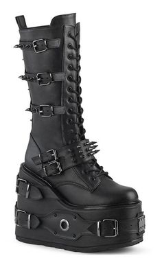 Botas Goth, Stile Punk Rock, Platform Knee High Boots, Demonia Boots, Estilo Emo, Knee High Platform Boots, Goth Boots, Mode Emo, Boty Nike