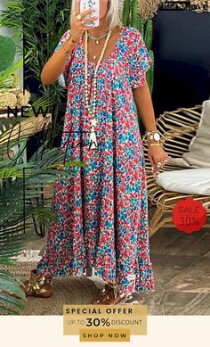 Floral Print V Neck Loose Maxi Dress Loose Maxi Dress, Elevate Your Style, Your Style, Floral Print, Floral Prints, Maxi Dress, V Neck, Floral