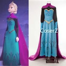 the frozen princess costume is shown next to an image of herself in blue and purple