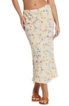 A charming floral print covers this dreamy crepe midi skirt topped with an easy pull-on waist. Pull-on style 100% viscose Hand wash, line dry Imported Crop Wide Leg Pants, Yellow Fits, Hairstyling Products, Cropped Wide Leg Pants, Floral Midi Skirt, Beauty Sale, Fragrance Design, Free Fabric, School Outfit