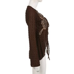 This Retro Butterfly Lace Patch Knit Top Lace-up Cardigan is the perfect way to stay stylish and snug this season. Featuring an intricate lace and a lace-up design, this cardigan is the perfect combination of comfort and personality. Plus, its lightweight material keeps you cozy without adding any bulk. Get ready to show off your unique style with this one-of-a-kind piece! Gender: Female Season: spring, autumn Style: Casual Type: Cardigan Neck type: V-neck Sleeve Type: Long Sleeve Fit Type: Regu Casual Winter Cardigan With Lace Trim, Winter Layering Sweater With Lace Trim, Long Sleeve Crochet Lace Outerwear For Fall, Winter Layering Cardigan With Lace Trim, Winter Cardigan With Lace Trim, Winter Cardigan With Lace Trim For Layering, Winter Knit Tops With Crochet Lace, Winter Lace Trim Cardigan For Layering, Fitted Crochet Lace Cardigan For Fall