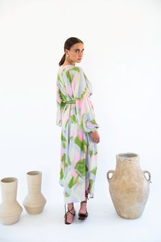 Introducing the epitome of springtime elegance: the Satin Tencel Sunita Maxi Dress, now available in our enchanting new spring prints. Inspired by pastel abstract art and jewel tones, these dreamy prints evoke a sense of whimsy and sophistication.Crafted with care and attention to detail, the Sunita Maxi Dress features a timeless v-neckline and long sleeves, creating a look that's both graceful and refined. Its flowing silhouette drapes beautifully, flattering women of all sizes and shapes.Each Elegant Abstract Print Maxi Dress For Spring, Elegant Maxi Dress With Abstract Print For Spring, Elegant Spring Maxi Dress With Abstract Print, Multicolor Abstract Print Dress For Brunch, Spring Silk Printed Maxi Dress, Spring Printed Silk Maxi Dress, Spring Silk Maxi Dress With Print, Printed Silk Maxi Dress For Spring, Green Abstract Print Maxi Dress For Spring