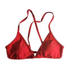 Size: Medium Padded T-back Swimwear For Beach Season, Padded Stretch Swimwear For Sports, Red Swimwear With Built-in Bra For Swimming, Red Tankini With Built-in Bra For Summer, Red T-back Swimwear For Beach, Red T-back Swimwear For The Beach, Red Tankini With Built-in Bra For Pool, Swimwear With Padded Cups For Beach Season Swimming, Padded Swimwear For Swimming During Beach Season