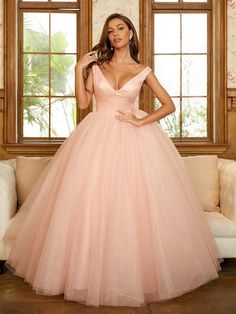 Ball Gown Tulle Ruffles V-neck Sleeveless Floor-Length Dresses V-neck Ruffled Gown For Prom, Fitted Bodice V-neck Dress For Debutante Ball, V-neck Dress For Debutante Ball With Fitted Bodice, Sleeveless Ball Gown For Debutante Ball, V-neck Gown For Debutante Ball And Prom, V-neck Gown With Ruffles For Evening, Sleeveless Ruffle Dress For Debutante Ball, Sleeveless Maxi Dress With Fitted Bodice For Debutante Ball, Sleeveless Ruffled Ball Gown For Gala