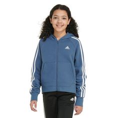 Give her wardrobe a cozy and versatile upgrade with this Girls 8-20 adidas 3-Stripe Zip-Up Fleece Hoodie. Give her wardrobe a cozy and versatile upgrade with this Girls 8-20 adidas 3-Stripe Zip-Up Fleece Hoodie. TECHNOLOGIES & FEATURES Attached hood Long sleeves Front kangaroo pocket Zipper front closure Straight hemFIT & SIZING 21 1/2 in. from shoulder to hem Loose fit styleFABRIC & CARE Cotton, polyester Fleece construction Machine wash Imported Size: Small. Color: Ink. Gender: female. Age Group: kids. Adidas Girl, Color Ink, Outerwear Coats, Girl Top, Fleece Hoodie, Zip Up, Kangaroo Pocket, Front Zipper, Fabric Care