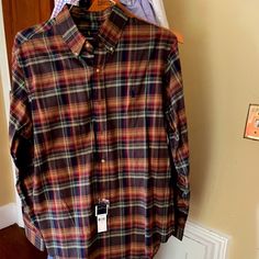 New With Tags Never Worn Ralph Lauren Relaxed Fit Tops For Fall, Ralph Lauren Casual Fall Shirt, Classic Multicolor Fall Top, Classic Multicolor Tops For Fall, Ralph Lauren Multicolor Casual Tops, Casual Multicolor Ralph Lauren Tops, Button Shirts Men, Ralph Lauren Slim Fit, Big Shirt