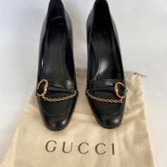 Excellent Condition 3 Inch Heel Shoes Gucci, Gucci Leather, 3 Inch Heels, Gucci Black, Gucci Shoes, Shoes Women Heels, Shoes Heels, Loafers, Gucci